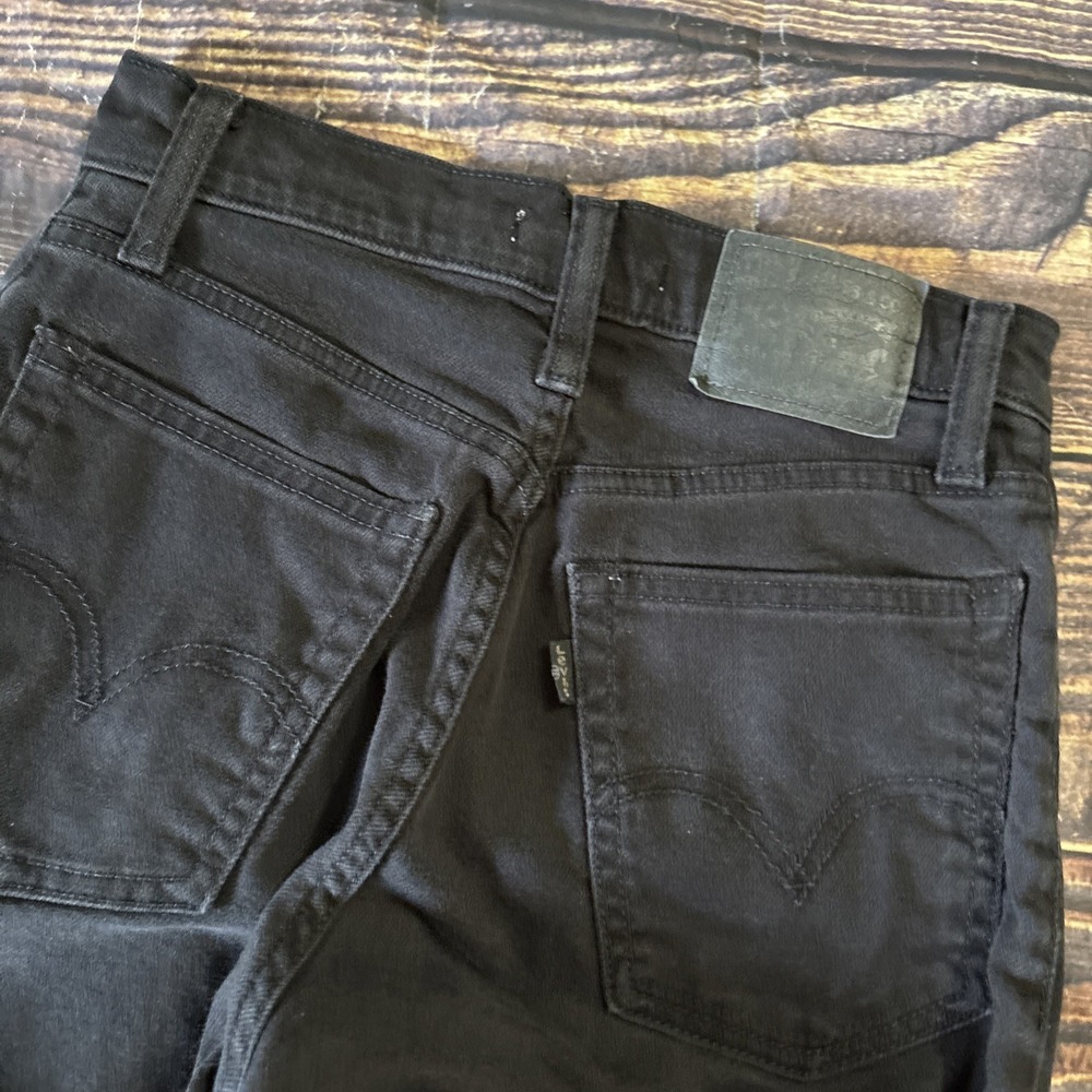Levis Jeans Womens 25 Black Denim Wedgie Skinny High Rise Button Fly Distressed - Picture 12 of 13